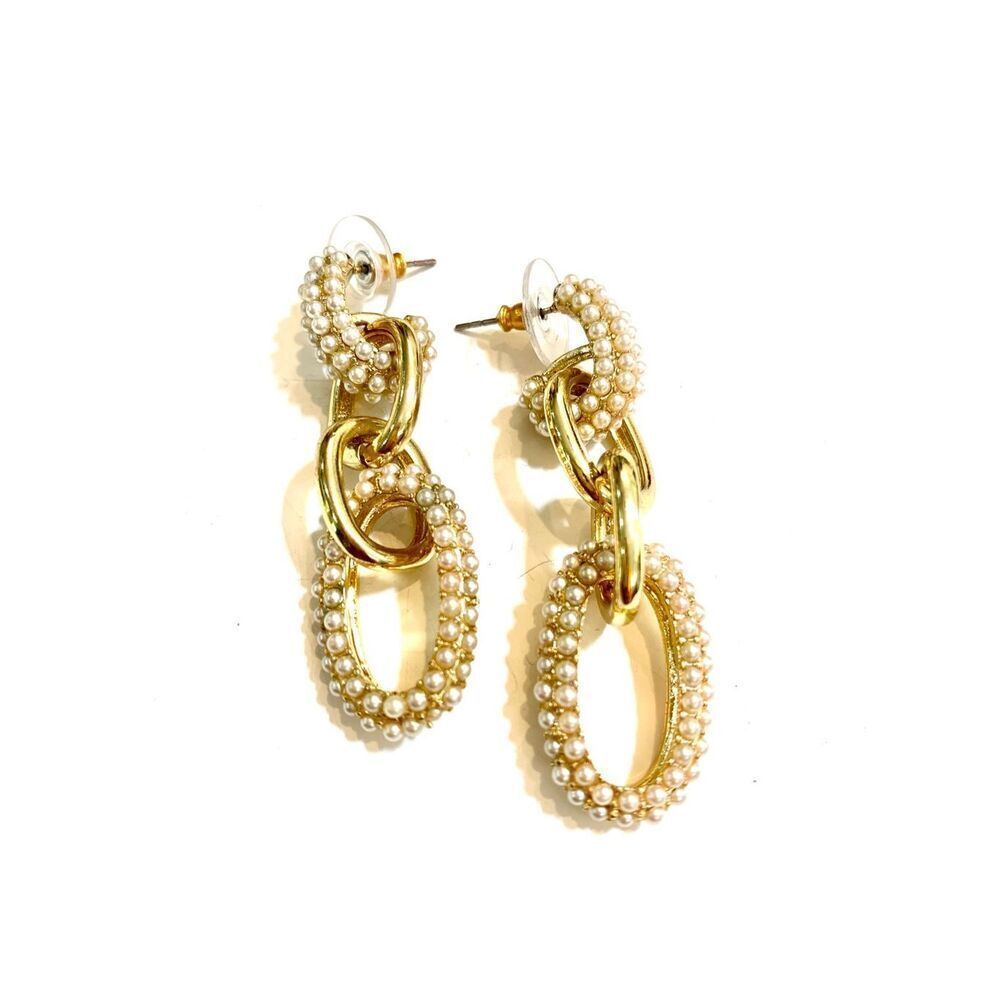 Seed Pearl Gold Drop Earrings #casual earrings #dress up earrings #pearls